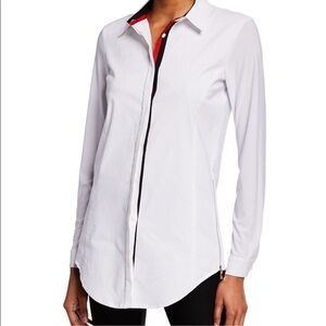 Anatomie White Long Sleeve Top with Black Trim